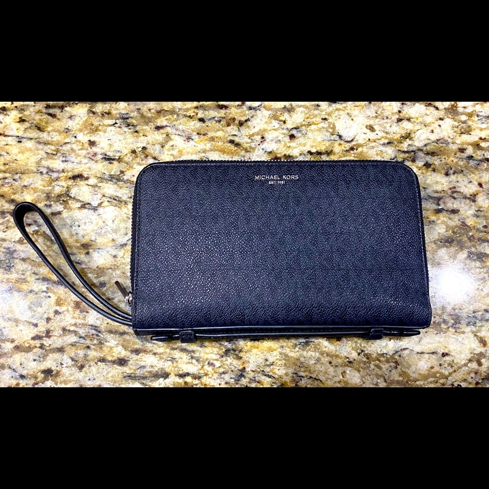 Michael Kors Double Zip Organizer XL Continental Wallet Black